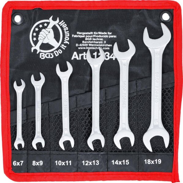 BGS Diy Doppel-Maulschlüssel-Satz | SW 6 x 7 - 18 x 19 mm | 6-tlg.