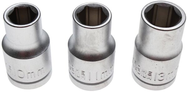 BGS Diy Steckschlüsseleinsatz-Satz | Antrieb 12,5 mm (1/2") | SW 10 - 11 - 13 mm | 3-tlg.