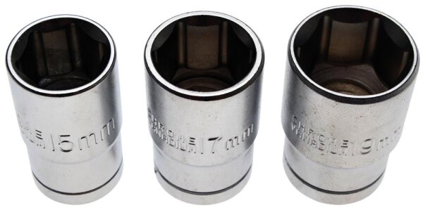 BGS Diy Steckschlüsseleinsatz-Satz | Antrieb 12,5 mm (1/2") | SW 15 - 17 - 19 mm | 3-tlg.