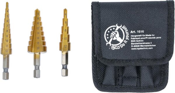 BGS Diy HSS-Stufenbohrer-Satz | 3 - 20 mm | 3-tlg.