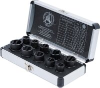 BGS Diy Spiral-Profil-Steckschlüssel-Satz / Schraubenausdreher | Antrieb Innensechskant 10 mm (3/8") / Außensechskant | SW 9 - 19 mm | 10-tlg.