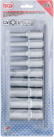BGS Steckschlüssel-Einsatz-Satz E-Profil, tief | Antrieb Innenvierkant 12,5 mm (1/2") | SW E10 - E24 | 9-tlg.