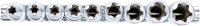 BGS Steckschlüssel-Einsatz-Satz E-Profil, tief | Antrieb Innenvierkant 12,5 mm (1/2") | SW E10 - E24 | 9-tlg.