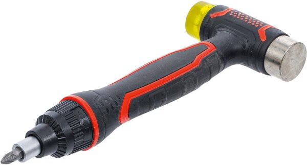 BGS Diy Wechselkopf-Hammer | mit Ratschen-Drehgriff für Bits, umschaltbar | 3-in-1