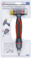 BGS Diy Wechselkopf-Hammer | mit Ratschen-Drehgriff für Bits, umschaltbar | 3-in-1