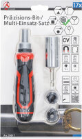BGS Diy Präzisions-Bit- / Multi-Einsatz-Satz | mit Ratschen-Drehgriff für Bits, umschaltbar | 17-tlg.