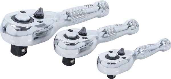 BGS Mini-Umschaltknarren-Satz | 6,3 mm (1/4") / 10 mm (3/8") / 12,5 mm (1/2") | 3-tlg.