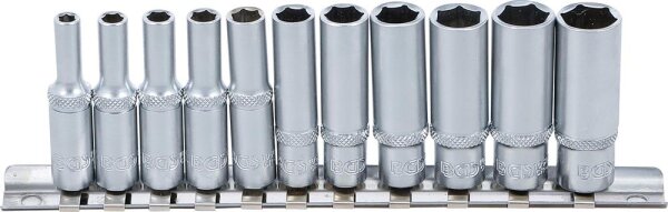 BGS Steckschlüssel-Einsatz-Satz Sechskant, tief | Antrieb Innenvierkant 6,3 mm (1/4") | SW 4 - 13 mm | 11-tlg.