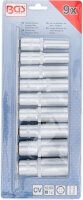 BGS Steckschlüssel-Einsatz-Satz Sechskant, tief | Antrieb Innenvierkant 12,5 mm (1/2") | SW 10 - 24 mm | 9-tlg.