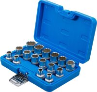 BGS Steckschlüssel-Einsatz-Satz Zwölfkant | Antrieb Innenvierkant 12,5 mm (1/2") | SW 8 - 24 mm | 16-tlg.