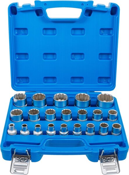 BGS Steckschlüssel-Einsatz-Satz Zwölfkant | Antrieb Innenvierkant 12,5 mm (1/2") | SW 8 - 36 mm | 21-tlg.