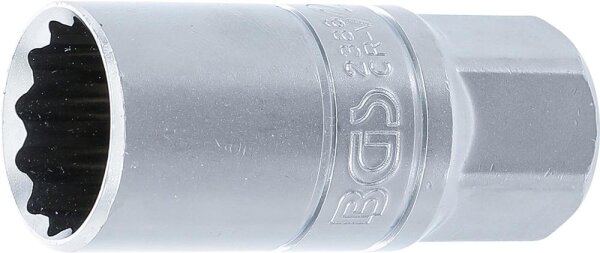 BGS Zündkerzen-Einsatz mit Haltegummi, Zwölfkant | Antrieb Innenvierkant 12,5 mm (1/2") | SW 21 mm