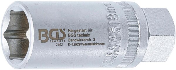 BGS Zündkerzen-Einsatz Sechskant | Antrieb Innenvierkant 12,5 mm (1/2") | SW 18 mm