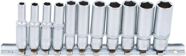 BGS Steckschlüssel-Einsatz-Satz Sechskant, tief | Antrieb Innenvierkant 6,3 mm (1/4") | Zollgrößen | 11-tlg.