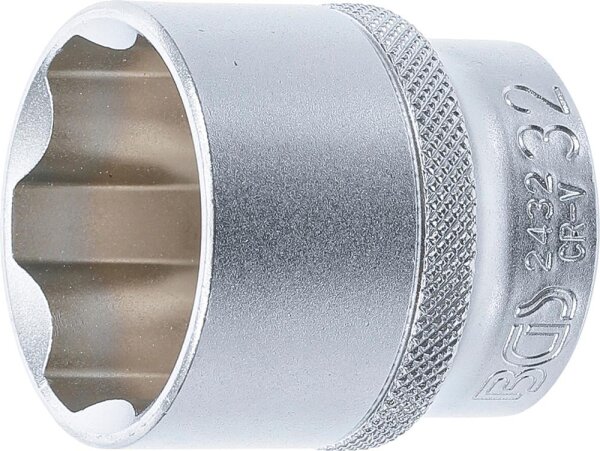 BGS Steckschlüssel-Einsatz Super Lock | Antrieb Innenvierkant 12,5 mm (1/2") | SW 32 mm