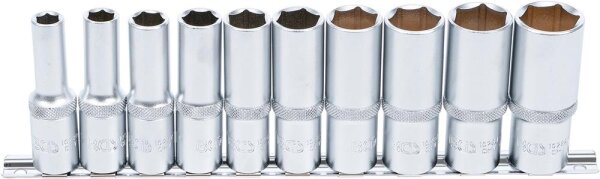 BGS Steckschlüssel-Einsatz-Satz Sechskant, tief | Antrieb Innenvierkant 12,5 mm (1/2") | Zollgrößen | 10-tlg.