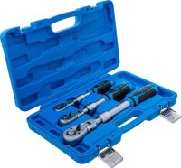 BGS Umschaltknarren-Satz | ausziehbar, abwinkelbar | Abtrieb Außenvierkant 6,3 mm (1/4") - 10 mm (3/8") - 12,5 mm (1/2") | 3-tlg.