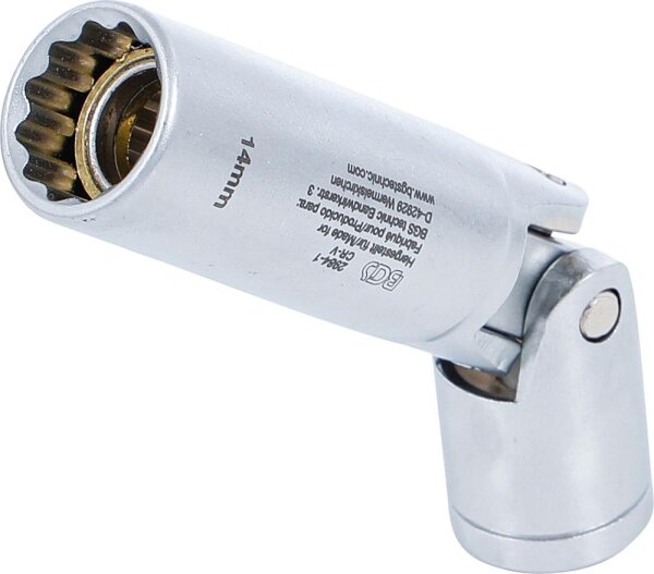 BGS Glühkerzen-Gelenk-Einsatz Zwölfkant | Antrieb Innenvierkant 10 mm (3/8") | SW 14 mm