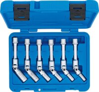 BGS Universal Glühkerzen-Gelenkschlüssel-Satz, Sechskant | Antrieb Innenvierkant 10 mm (3/8") | SW 8 - 16 mm | 6-tlg.