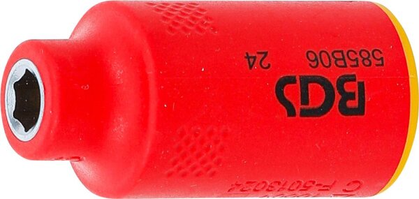 BGS VDE-Steckschlüssel-Einsatz Sechskant | Antrieb Innenvierkant 10 mm (3/8") | SW 6 mm