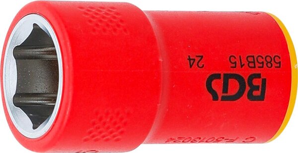 BGS VDE-Steckschlüssel-Einsatz Sechskant | Antrieb Innenvierkant 10 mm (3/8") | SW 15 mm