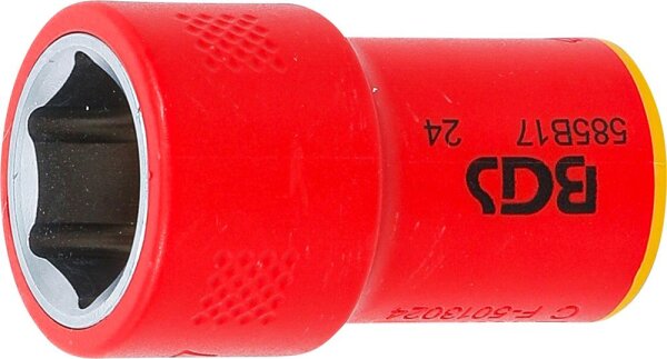 BGS VDE-Steckschlüssel-Einsatz Sechskant | Antrieb Innenvierkant 10 mm (3/8") | SW 17 mm