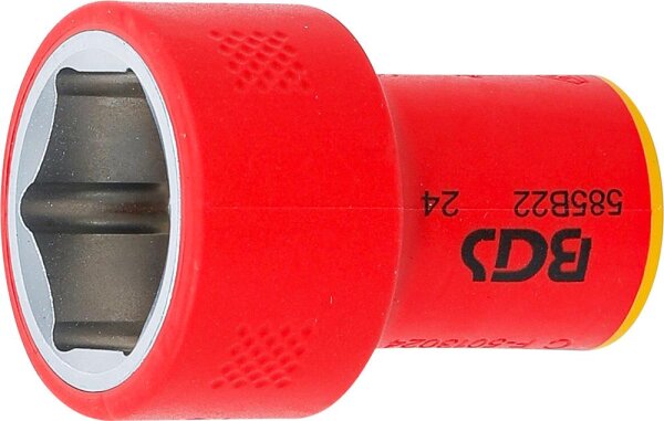 BGS VDE-Steckschlüssel-Einsatz Sechskant | Antrieb Innenvierkant 10 mm (3/8") | SW 22 mm