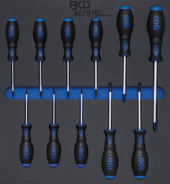 BGS Werkstattwageneinlage 2/3: Schraubendreher T-Profil (für Torx) | T6 - T40 | 11-tlg.