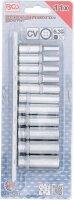 BGS Steckschlüssel-Einsatz-Satz Zwölfkant, tief | Antrieb Innenvierkant 6,3 mm (1/4") | SW 4 - 13 mm |11-tlg.