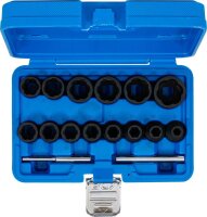 BGS Spiral-Profil-Steckschlüssel-Satz / Schraubenausdreher | Antrieb Innenvierkant 12,5 mm (1/2") | SW 8 - 27 mm | 16-tlg.