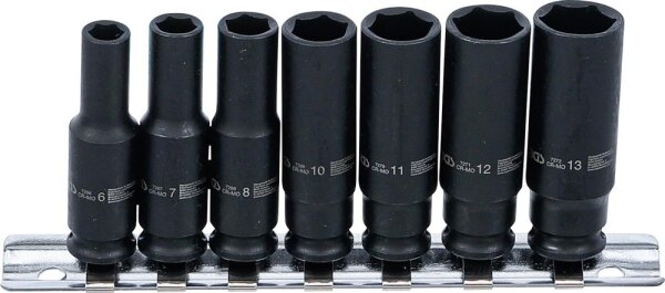 BGS Kraft-Steckschlüssel-Einsatz-Satz Sechskant, tief | Antrieb Innenvierkant 6,3 mm (1/4") | SW 6 - 13 mm | 7-tlg.