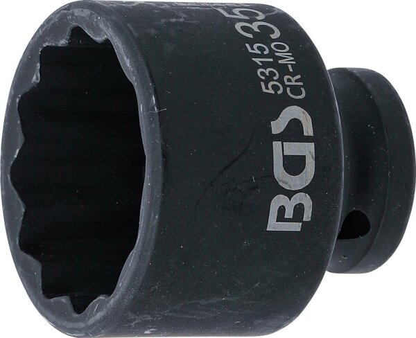 BGS Kraft-Steckschlüssel-Einsatz Zwölfkant | Antrieb Innenvierkant 12,5 mm (1/2") | SW 35 mm