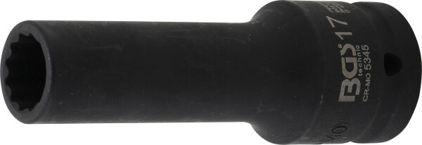BGS Kraft-Steckschlüssel-Einsatz Zwölfkant, tief | Antrieb Innenvierkant 20 mm (3/4") | SW 17 mm