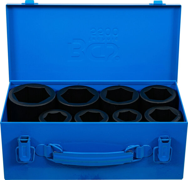 BGS Kraft-Steckschlüssel-Einsatz-Satz Sechskant, tief | Antrieb Innenvierkant 25 mm (1") | SW 27 - 50 mm | 8-tlg.