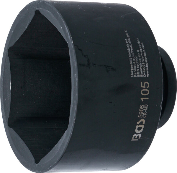 BGS Kraft-Steckschlüssel-Einsatz Sechskant | Antrieb Innenvierkant 25 mm (1") | SW 105 mm