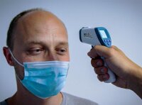 BGS Stirn-Fieber-Thermometer | kontaktlos, Infrarot | für Personen + Objekt-Messung | 0 - 100°