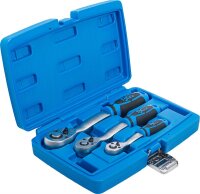 BGS Umschaltknarren-Satz | feinverzahnt | Abtrieb Außenvierkant 6,3 mm (1/4") - 10 mm (3/8") - 12,5 mm (1/2") | 3-tlg.