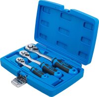 BGS Umschaltknarren-Satz | feinverzahnt | Abtrieb Außenvierkant 6,3 mm (1/4") - 10 mm (3/8") - 12,5 mm (1/2") | 3-tlg.