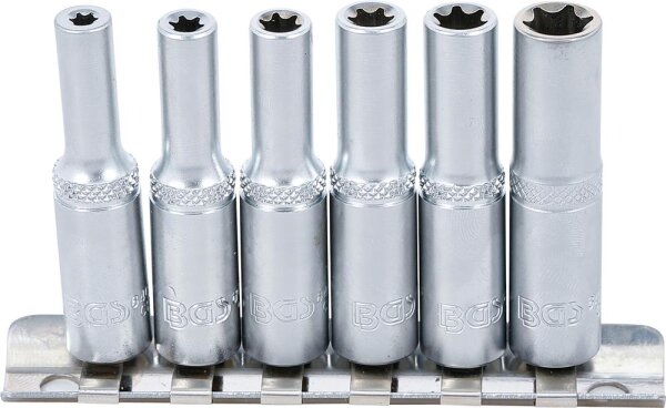 BGS Steckschlüssel-Einsatz-Satz E-Profil, tief | Antrieb innenvierkant 6,3 mm (1/4") | SW E4 - E10 | 6-tlg.