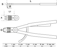 BGS Sprengringzange | abgewinkelt | für Innensprengringe | 500 mm