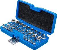 BGS Steckschlüssel-Einsatz-Satz, E-Profil | Antrieb Innenvierkant 6,3 mm (1/4") / 12,5 mm (1/2") | SW E4 - E24 | 28-tlg.
