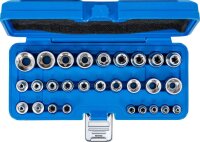 BGS Steckschlüssel-Einsatz-Satz, E-Profil | Antrieb Innenvierkant 6,3 mm (1/4") / 12,5 mm (1/2") | SW E4 - E24 | 28-tlg.