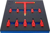 BGS Werkstattwageneinlage 2/3: VDE-Bit-Einsatz-Satz | Antrieb Innenvierkant 10 mm (3/8") / 12,5 mm (1/2") | Innensechskant 4 - 10 mm | 10-tlg.