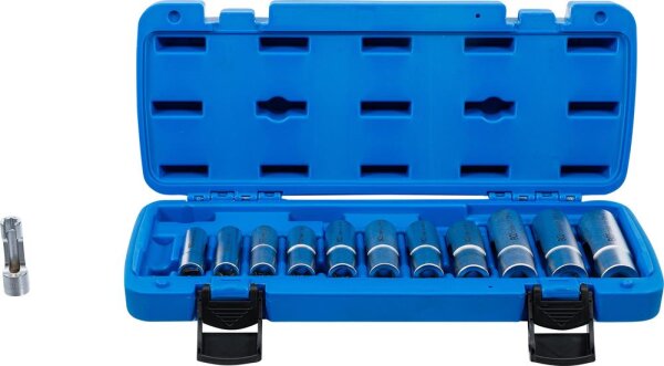 BGS Spezial-Steckschlüssel-Einsatz-Satz, geschlitzt | Antrieb Innenvierkant 10 mm (3/8") | SW 8 - 19 mm | 12-tlg.