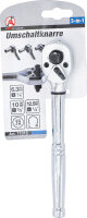 BGS Diy Umschaltknarre | Vollstahl | feinverzahnt | 3-in-1 | Abtrieb Außenvierkant 6,3 mm (1/4") / 10 mm (3/8") / 12,5 mm (1/2")