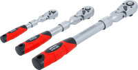 BGS Diy Umschaltknarren-Satz | ausziehbar, abwinkelbar | Abtrieb Außenvierkant 6,3 mm (1/4") - 10 mm (3/8") - 12,5 mm (1/2") | 3-tlg.