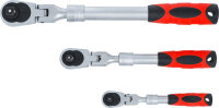 BGS Diy Umschaltknarren-Satz | ausziehbar, abwinkelbar | Abtrieb Außenvierkant 6,3 mm (1/4") - 10 mm (3/8") - 12,5 mm (1/2") | 3-tlg.