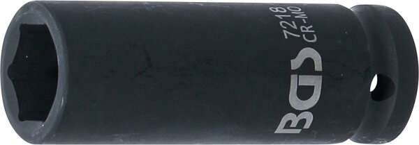 BGS Kraft-Steckschlüssel-Einsatz Sechskant, tief | Antrieb Innenvierkant 12,5 mm (1/2") | SW 18 mm