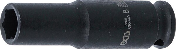 BGS Kraft-Steckschlüssel-Einsatz Sechskant, tief | Antrieb Innenvierkant 6,3 mm (1/4") | SW 8 mm
