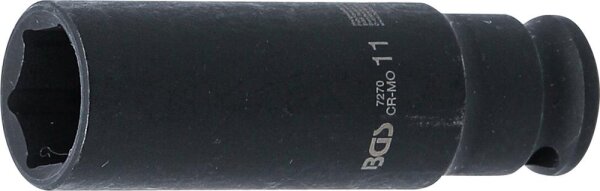 BGS Kraft-Steckschlüssel-Einsatz Sechskant, tief | Antrieb Innenvierkant 6,3 mm (1/4") | SW 11 mm